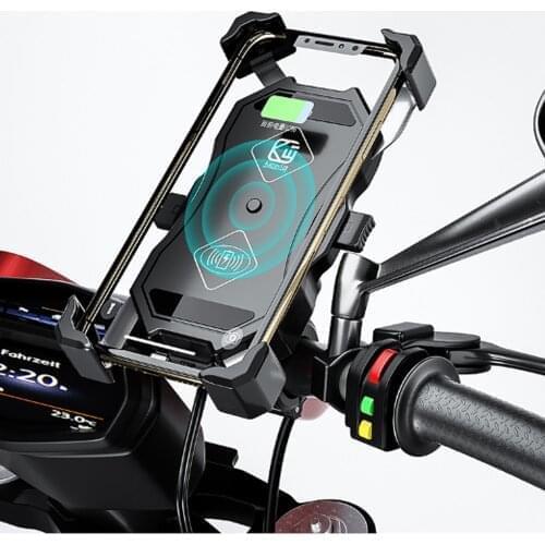 Bike Bicycle Motorcycle Phone Holder Stand For Mobile Phone Handlebar Mount Bracket Wireless charging+USB charging for iphone