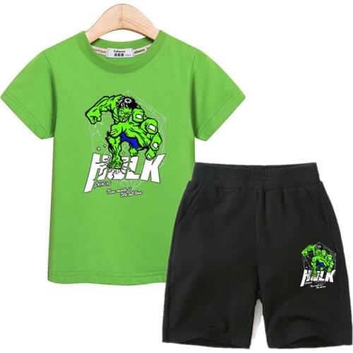 Children cartoon outfits boys clothes summer tees +cotton shorts 2pc sets hulk 3D printing kids costumes suit