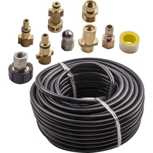 Sewer Jetter Kit 100FT For Pressure Washer 5800PSI Drain Cleaner Hose 1/4" NPT