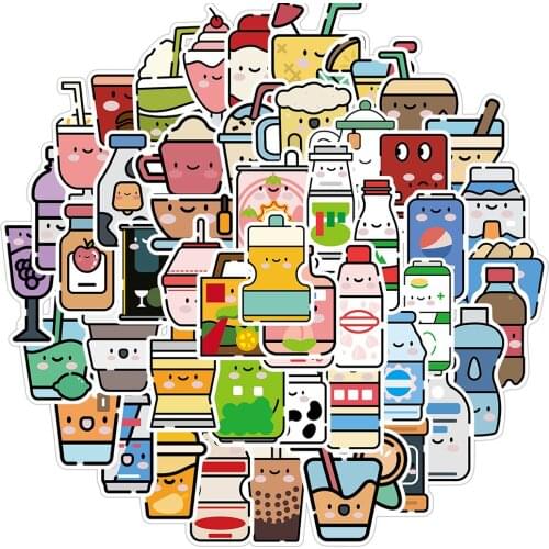 10/50PCS Summer Cute Flavored Drink Cartoon Stickers PVC Kawaii Beverage Decal Sticker for Girl DIY Laptop Stationery Phone