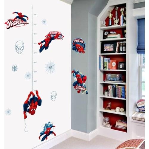 Spider Man height ruler Wall Sticker Creative Printed Superhero Spiderman Vinyl Wall Decal for Kids Room Bedroom Home Decor art