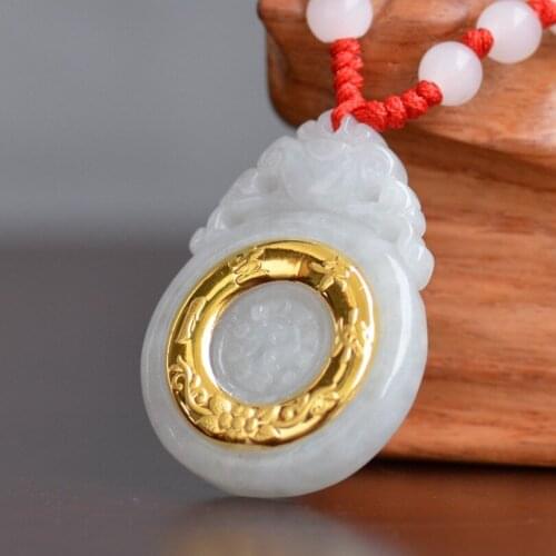 Peace Buckle Jade Pendant Round Hot Sale Good Quality Pendants For Men Women Jade Necklace