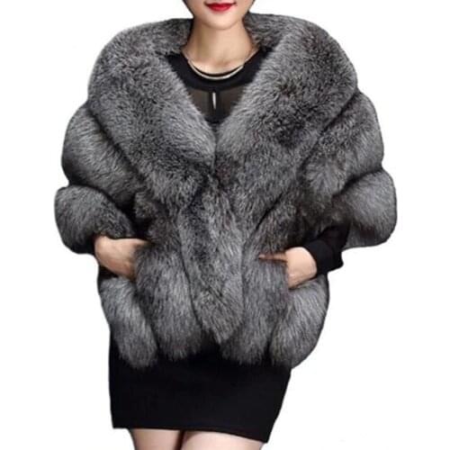 Brieuc Latest Winter Faux Fur Coats luxury fox fur imitation mink fur poncho bridal wedding dress shawl cape women vest fur coat