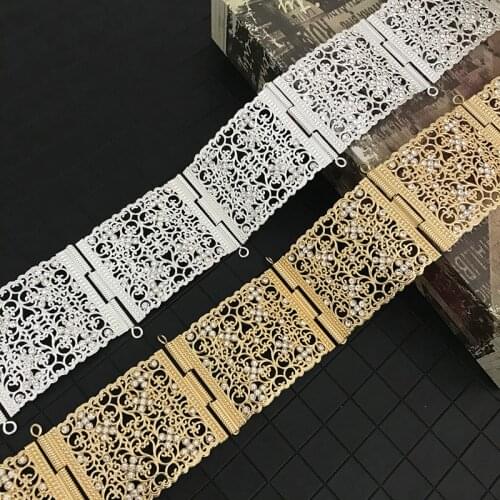 New Moroccan Luxery Body Jewelry for Women Hollow Pattern Golden Wedding Dress Belts Crystal Belly Chain Kaftan Long Belts 2020