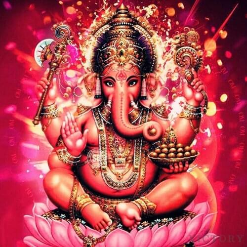 Full Square/round Drill 5D Diy Diamond Painting Ganesha 3D Diamond Embroidery Cross Stitch Religion Wall Art Home Decor Gift