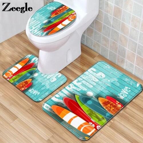 Anti-slip Bathroom Floor Carpet Flannel Bath Mat Absorbent U-Shaped Toilet Rug Washable Bathroom Capet Rug Home Decor Toilet Mat
