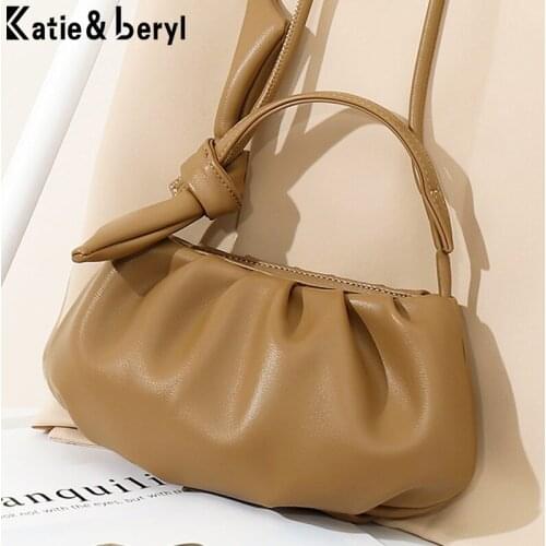 Luxury Mini Pleated shoulder bag womens Pu Leather small Simple Crossbody Bags With Short Handle Ladies Purses Fashion Handbags