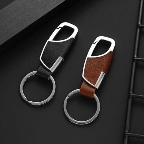 Luxury Leather Men Keychain Black Clasp Creative DIY Keyring Holder Car Key Chain For Men Jewelry Gift