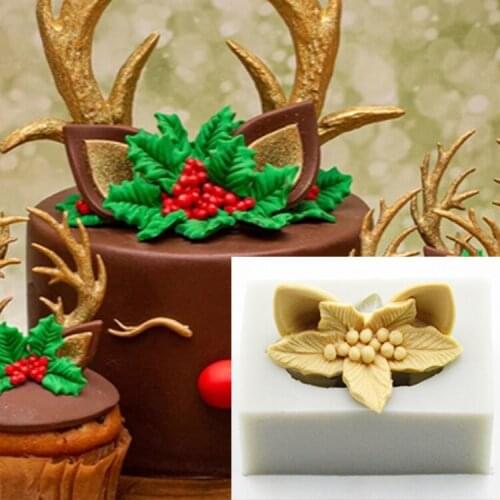 Christmas series antlers sika deer Christmas flower silicone mold baking edge decoration silicone molds