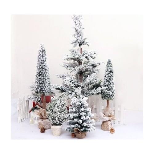 Christmas snow scene decoration creative small mini Christmas tree three lesson small tree window shopping props