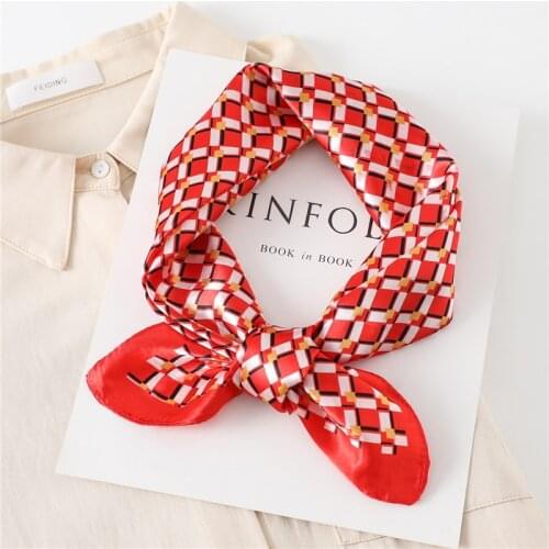 Silk Square Scarf Fashion Lady Hair Shawl Wraps Bag Scarves Neck Foulard Print Designer Women Bandana Head Hijab Kerchief Summer