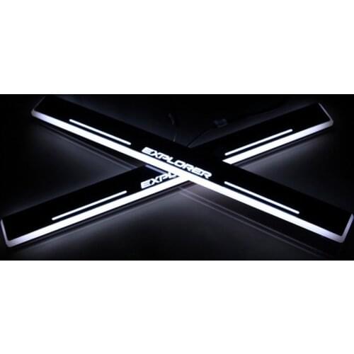 SNCN LED Car Scuff Plate Trim Pedal Door Sill Pathway Moving Welcome Light For Ford Explorer 2015 2016 2017 2018 Accessories