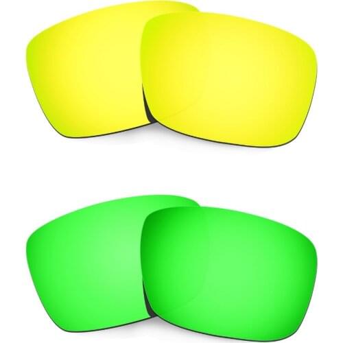 2 Pairs Fuel Cell Sunglasses Polarized Replacement Lenses 24K Gold/Emerald Green HKUCO Increase Clarity