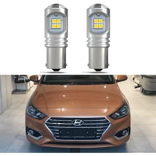 2pc P21W 1156 Xenon white No Error DRL LED Daytime running light driving bulb For Hyundai Solaris 2014 2015 2016 2017 2018 2019