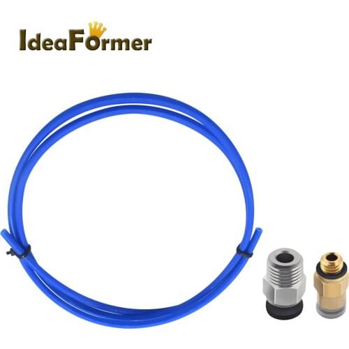 1M Bowden PTFE Blue Teflontube+1Pcs Quick Fitting + 1Pcs Straight Pneumatic Fitting PushTo Connect For 3D Printer Parts