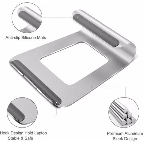Slim Laptop Cooler Holder Humanized Design for 11-15inch Tablet Silver New