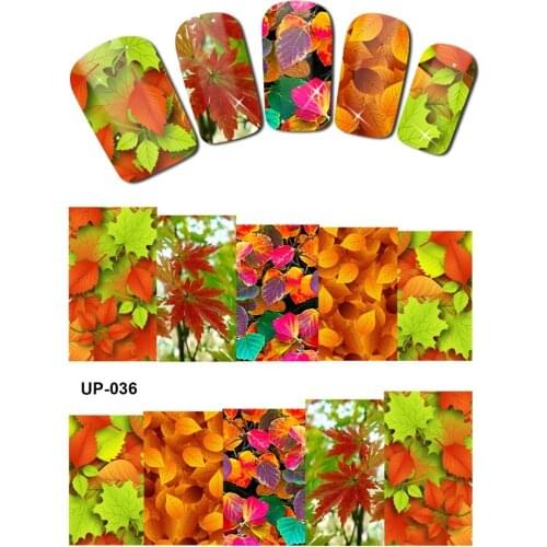 UPRETTEGO NAIL ART BEAUTY TATTOO WATER TRANSFER DECAL SLIDER RED YELLOW LEAVE LEAF MAPLE TREE FRUIT CHERRY UP031-036