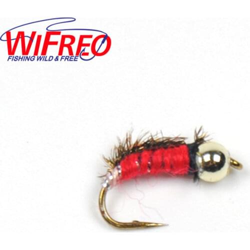 Wifreo 10pcs #14 Red Nymph Beadhead Fly Trout Fly Fishing Lures