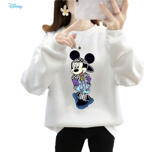Disney Moletom Anime Mickey Mouse Sweatshirts Women Crewneck Long Sleeve Fleece Thick Warm Casual Poleron Disney 90s Aesthetic
