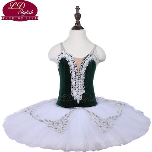 Girls Dark Green Ballet Tutu The Nutcracker Performance Stage Wear Kids White Ballet Dance Competition Women Ballet Skirt