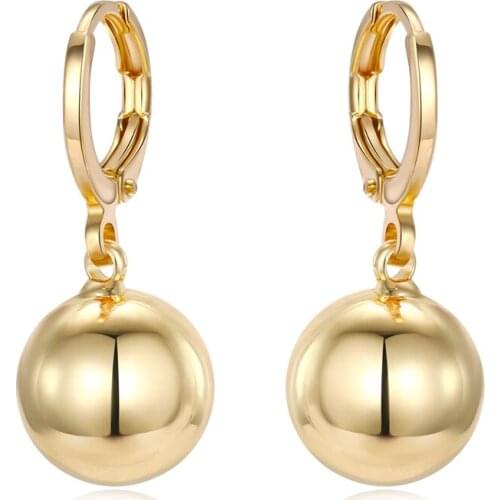 1Pair Chic Small Round Ball Hoop Earrings For Women Simple Gold Metal Color Bead Endless Circle Stud Earrings Wedding Jewelry