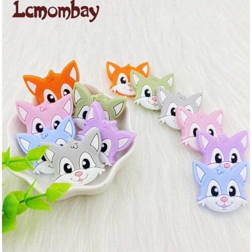 10pcs Cute Cartoon fox Silicone Beads Free BPA Baby Teething Beads DIY Toy For Pacifier Clip Children Newborn Baby Teether