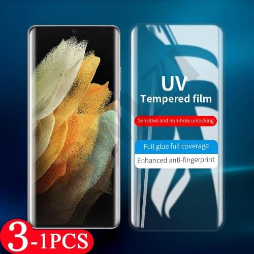 3/2/1Pcs UV Glass for Samsung Galaxy note 20 10 pro s21 Ultra s20 s10 5G s9 s8 plus tempered glass phone screen protector film