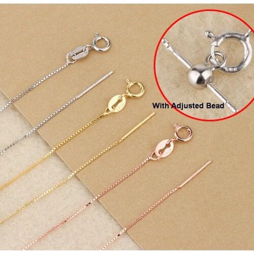 10pcs DIY 925 Sterling Silver Necklace Chain With Clasp Needle & Adjust Beads. 40-60CM for Choice