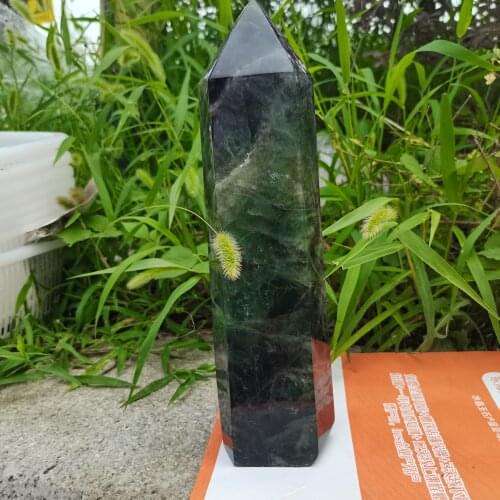 A large100% natural colored fluorite crystal point natural crystal wand Natural Crystals Quartz Fluorite Tower Point Energy Reik