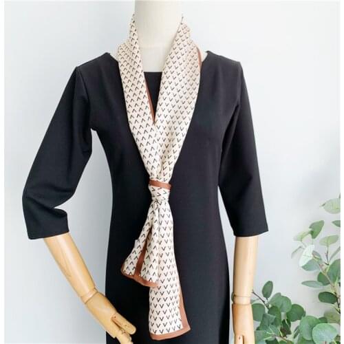 Letters Ribbon Scarf 100% Silk Brand Design Headband Hairband 150*16cm