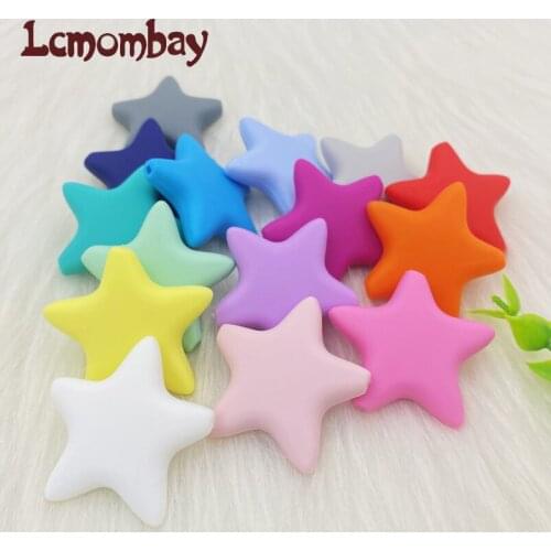 50pcs Star Silicone Beads Baby Teething Loose Beads teether Food Grade Teether Beads Baby DIY Pacifier Chain
