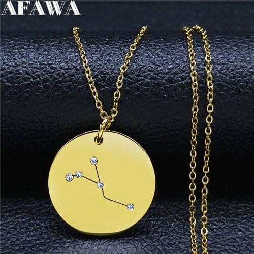 2021 Astrology Stainless Steel Cancer Chain Necklaces for Women/Men Round Crystal Statement Necklace Jewelry collier NXS02