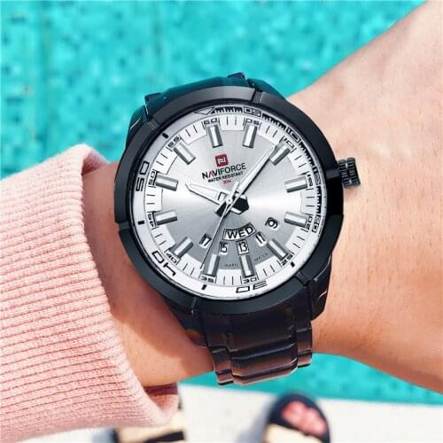 NAVIFORCE Watch Men Top Brand Men Watches Full Steel Waterproof Quartz Calander Sport Military Wrist Watch Relogio Masculino