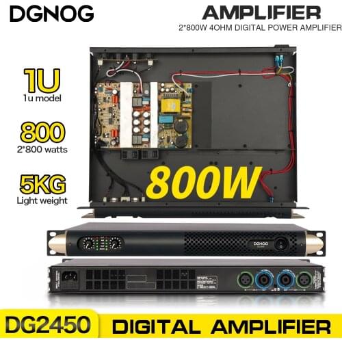 Digital Professional Amplifier 800W*2 4 Ohm Power Amplifier 1U Class D Sound Audio DG2450 For Stage Meeting Room 5KG