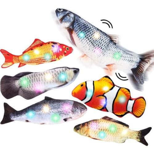 Childrens Electric Toy Plush 3d Cat Toy Tumbling Light Music Simulation Fish Electronic Usb Charging Pet Kids Playing Toys