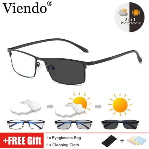 Photochromic Anti Blue Ray Glasses Women Men Business Style Square Computer Eyeglasses Auto Color Changing UV400 Sunglasses