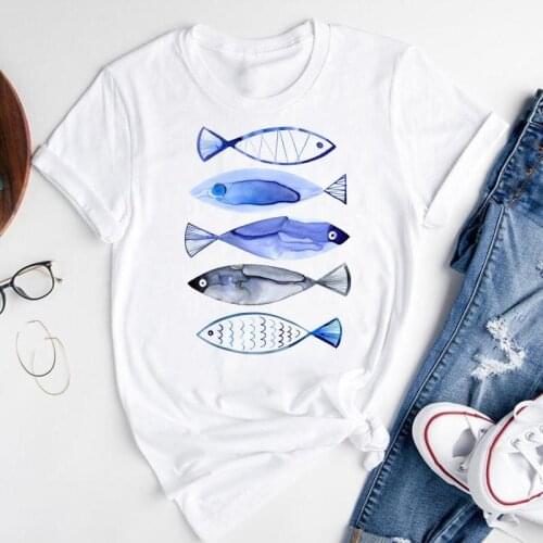 Women Graphic Cartoon Watercolor Animal Funny Cute Short Sleeve Summer Fashion Print Female Clothes Tops Tees Tshirt T-Shirt