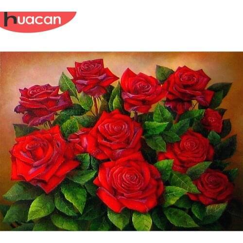 HUACAN Full Drill Diamond Art Painting Flowers Rose Embroidery Cross Stitch Decoration Painting With Diamonds Gift For Women