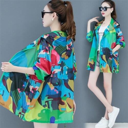 Camouflage Woman Coat summer Sun Protection clothing Thin coat Outdoor Woman casual jacket fashion Beach clothes Jacket Coat