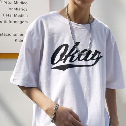 Summer cotton short-sleeved mens T-shirts loose T-shirts European and American youth tops Street clothes bottoming shirts