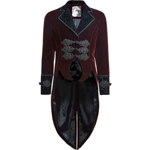 Punk Rave Red Mens steampunk gothic Vampire Jacket Coat Rock Gentle Tailcoat Y635