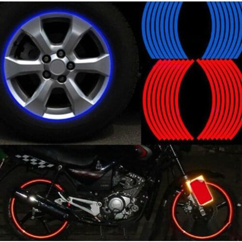 1SET 16 Strips Motorcycle Car Sticker Auto Wheel Tire Reflective Rim Tape Vinyl Film