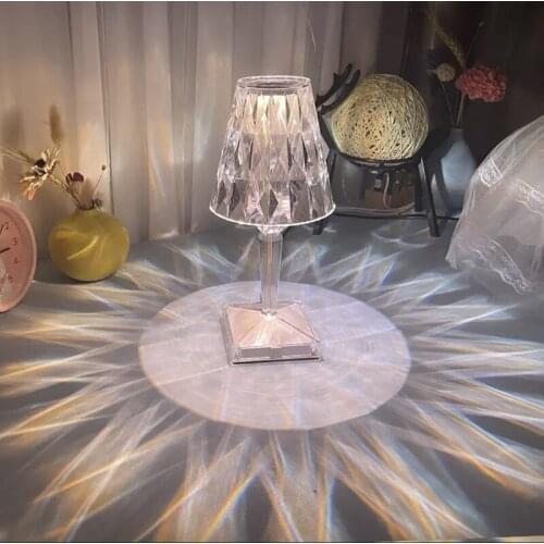 Crystal Diamond Table Lamp Simple Modern Bedroom Room Decoration Net Red Atmosphere Creative Bedside Night Light