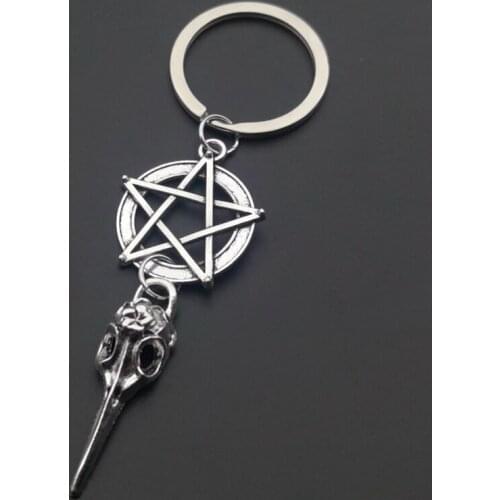 The New Bird Skull Keychain, Gothic Keychain, Pentagram, Crow Skull Keychain, Halloween Gift