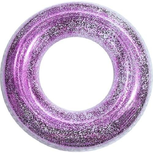 Newly Inflatable Pool Float Tube Transparent Swimming Ring with Colorful Sparkling Glitters for Kids and Adults