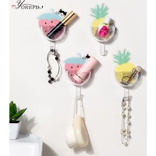 OYOREFD Cute Cartoon Fruit Hook Wall Key Hanger Kitchen Bathroom Organizers Hooks For Hanging Home Decoration Accessories