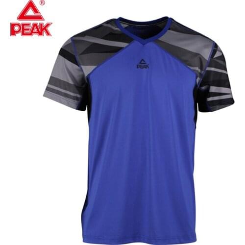 PEAK Men Sports T-shirt Fitness Riding Football Clothing Quick-drying Breathable Running T-shirt Compression Sportswear