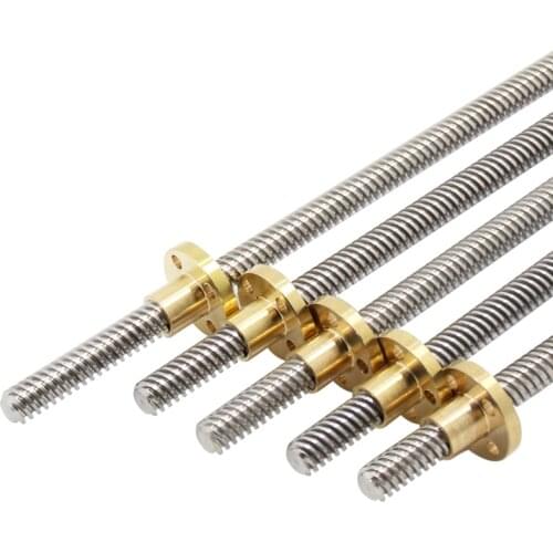 CNC 3D Printer THSL-300-8D Trapezoidal Rod T8 Lead Screw Thread 8mm Lead1mm Length100mm200mm300mm400mm500mm600mm with Brass Nut