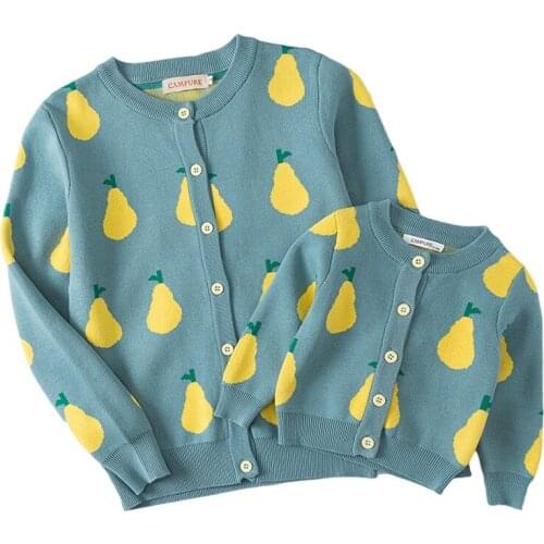 Family Sweater Fashion Mommy and Me Clothes Baby Girl Clothes Fashion Cotton Knit cardigan Coat Autumn Family Look Clothes
