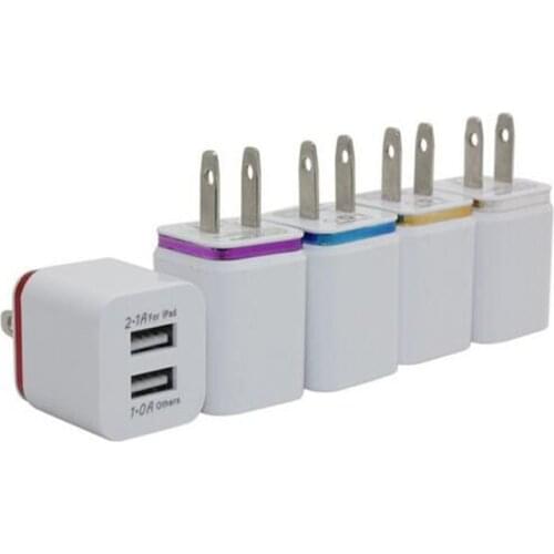 Metal Dual USB Port wall Charging Charger US Plug 2.1A AC Power Adapter Wall Charger Plug for iphone 6 7 8 X for samsung s8 s9